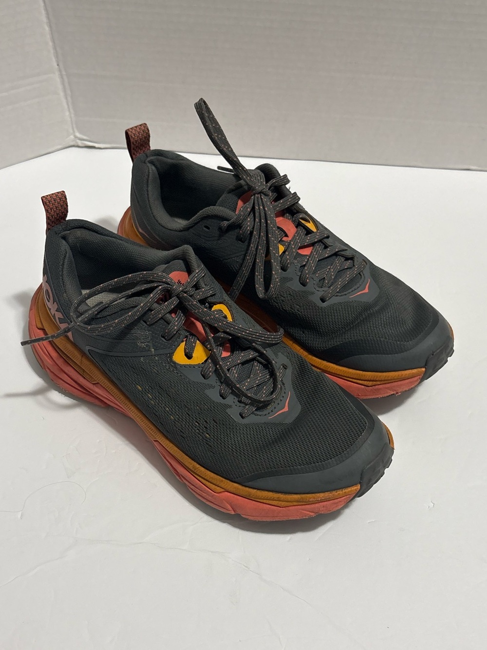 Hoka Black Orange Red Trail Sneakers